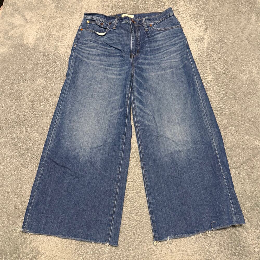 Madewell Jeans Womens 34x24.5 Wide Leg Cropped Baggy High Rise Blue Denim